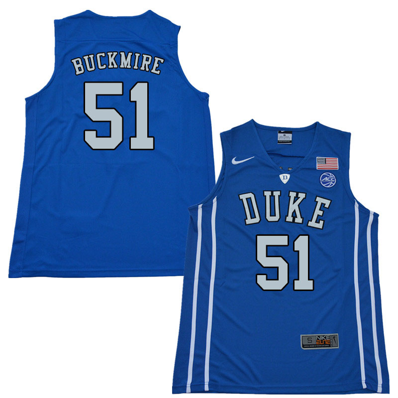 2018 Men #51 Mike Buckmire Duke Blue Devils College Basketball Jerseys Sale-Blue